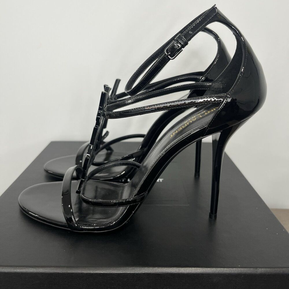 Saint Laurent Cassandra YSL Logo Sandals Black Size 42 Used - Picture 3 of 14